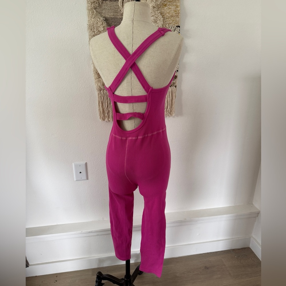 NWT Free People Movement Free Throw One Piece Jumpsuit in Hot Pink